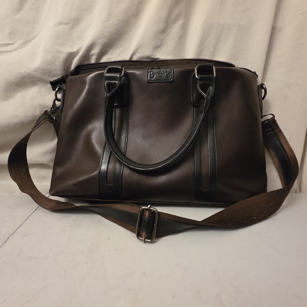 Brown Leather Briefcase with Classic Design and Adjustable Straps By Berchirly